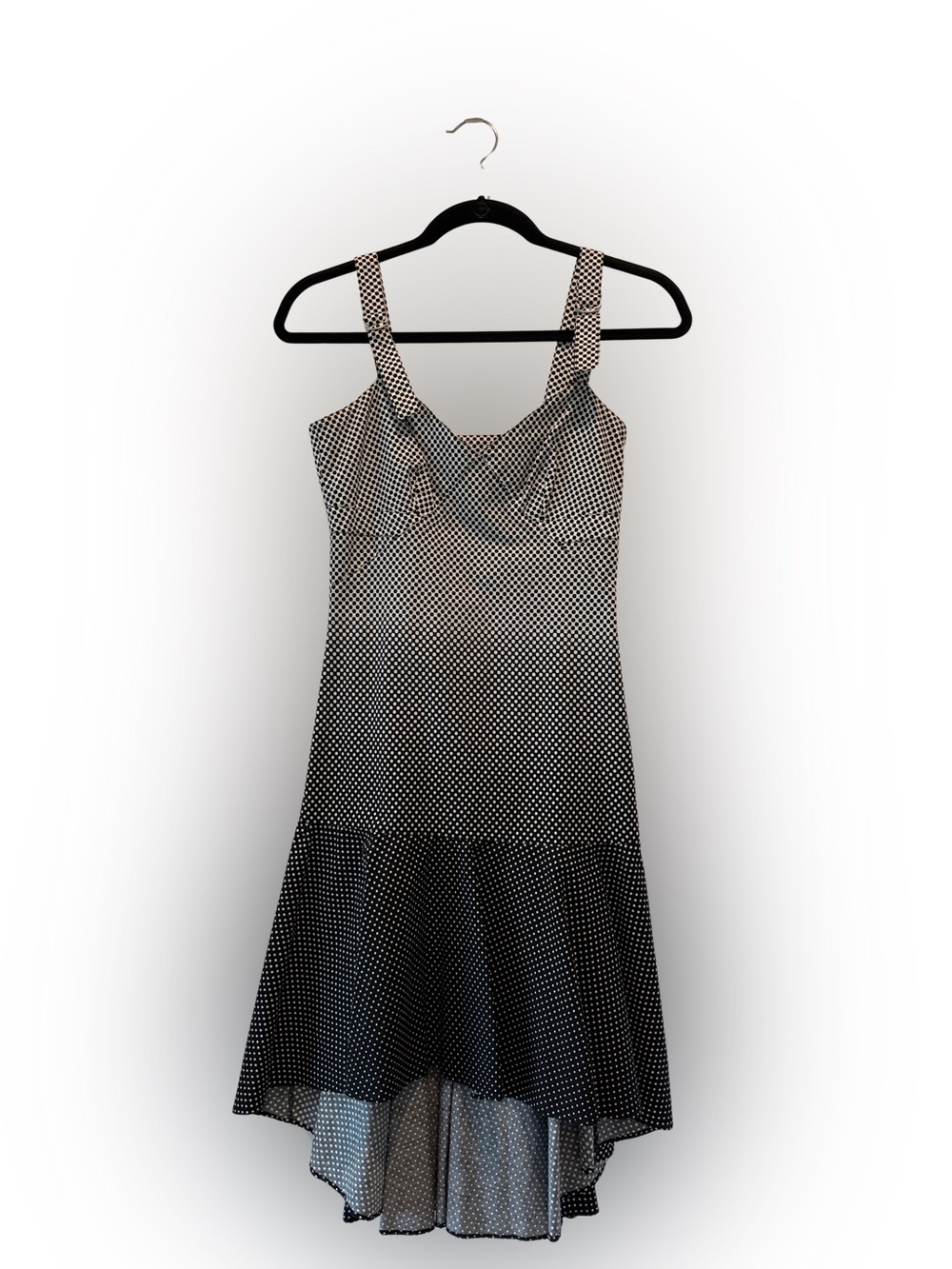 Armani Exchange Black and White Polka Dot High-Low Dress